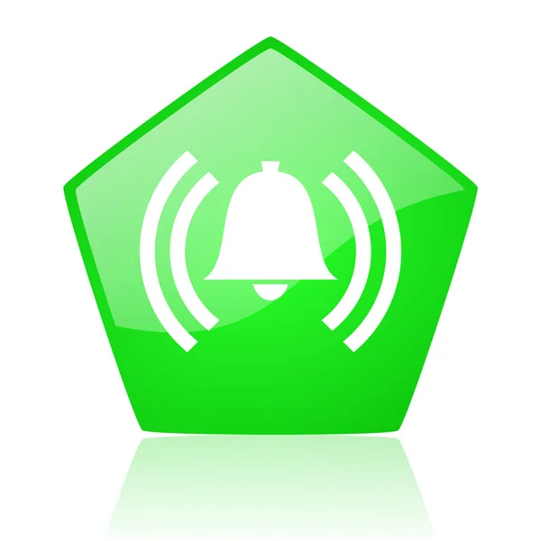 Alarma verde pentágono web icono brillante — Foto de Stock