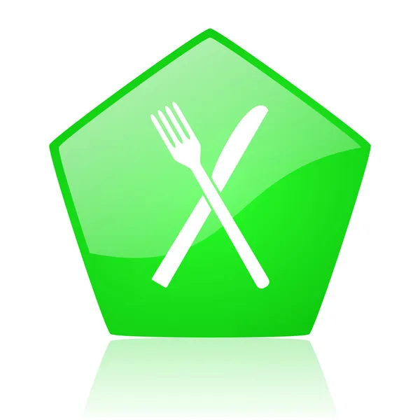 Alimente verde pentagon web glossy icon — Fotografie, imagine de stoc