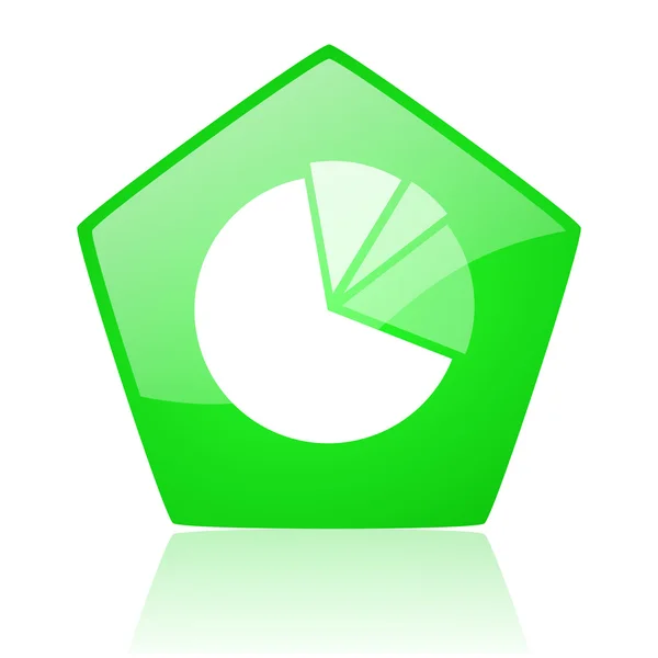 Diagrama verde pentágono web ícone brilhante — Fotografia de Stock