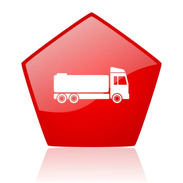 Ikona lesklý červený webové kamionu — Stock fotografie