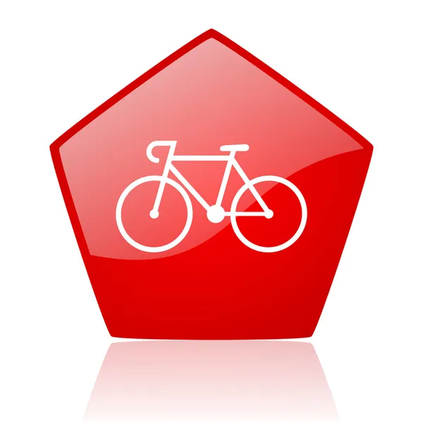 Bicicleta ícone brilhante web vermelho — Fotografia de Stock