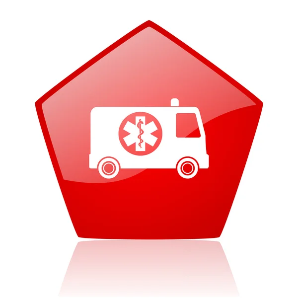 Ambulance red web glossy icon — Stock Photo, Image