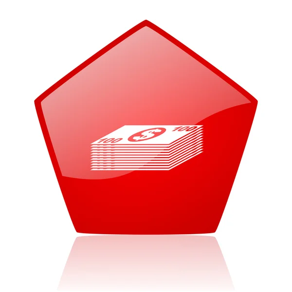 Ikona lesklý červený webové peníze — Stock fotografie