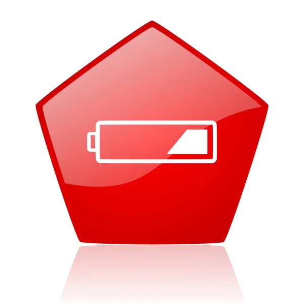 Battery red web glossy icon — Stock Photo, Image