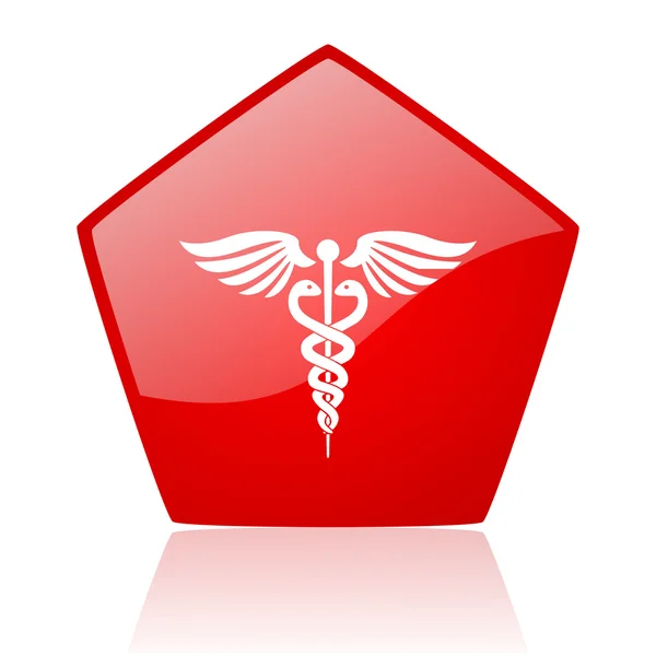 Caduceus rotes Web-Hochglanz-Symbol — Stockfoto