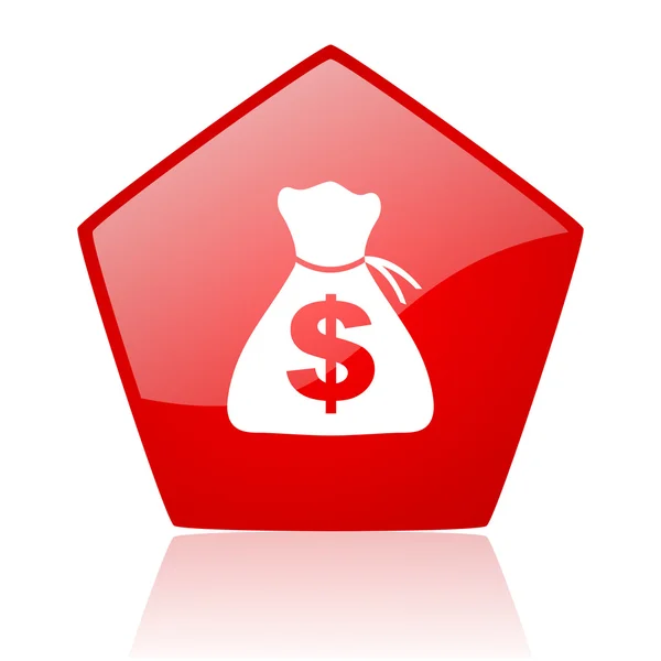 Pengar röda glansiga webbikonen — Stockfoto