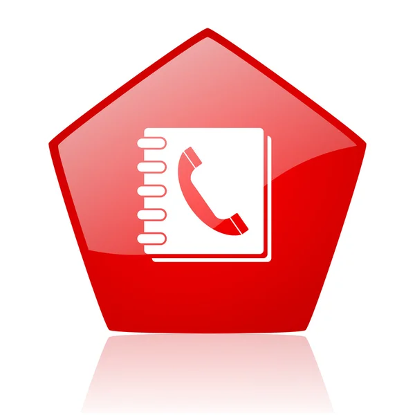 전화 번호부 빨간색 웹 광택 아이콘 — 스톡 사진