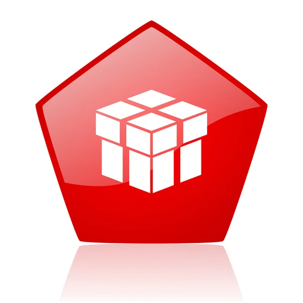 Box rotes Web-Hochglanz-Symbol — Stockfoto