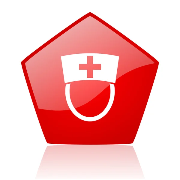 Verpleegkundige rode web glanzende pictogram — Stockfoto