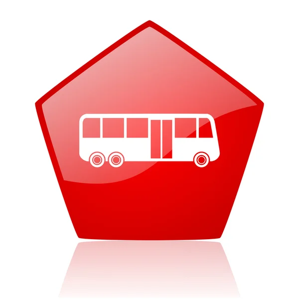 Автобус червоний веб глянцевий значок — стокове фото
