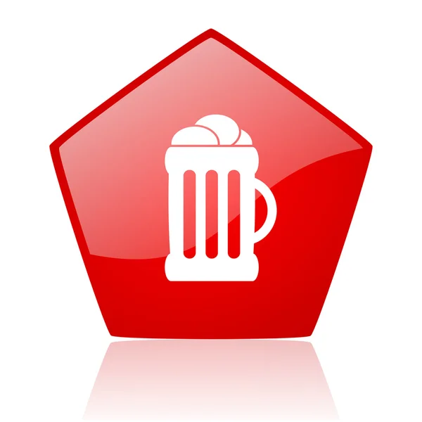 Bira kırmızı web parlak simgesi — Stok fotoğraf