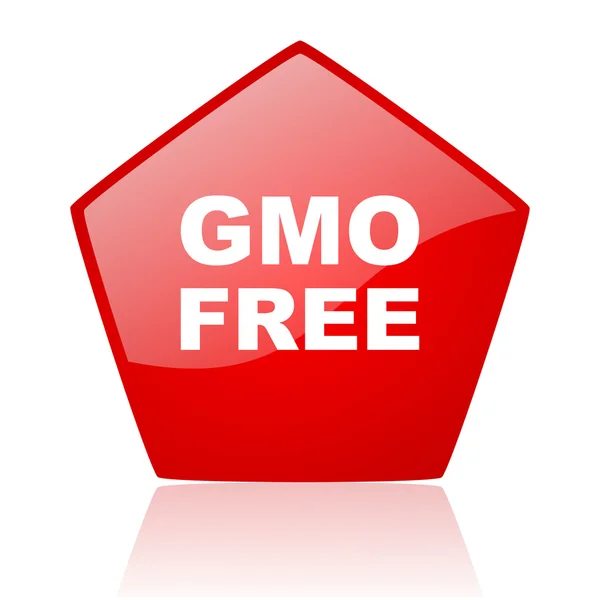 GMO ücretsiz kırmızı web parlak simgesi — Stok fotoğraf