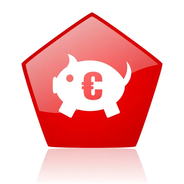 Piggy bank red web glossy icon — Stock Photo, Image
