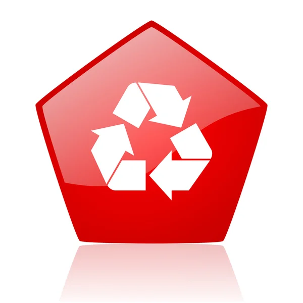 Reciclar ícone brilhante web vermelho — Fotografia de Stock