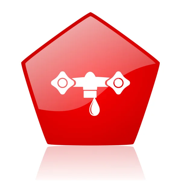 Water red web glossy icon — Stock Photo, Image