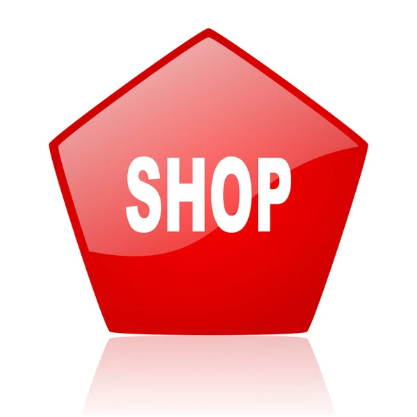 Shop red web glossy icon — Stock Photo, Image