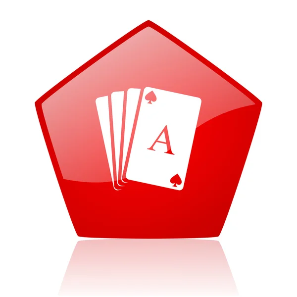 Carte da gioco rosso web icona lucida — Foto Stock