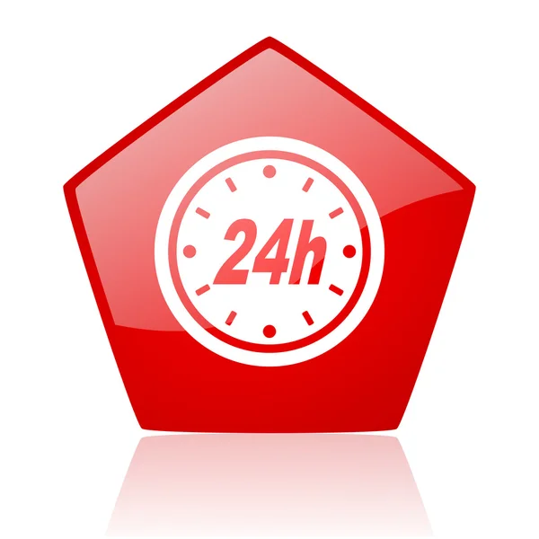 24 h 레드 웹 광택 아이콘 — 스톡 사진