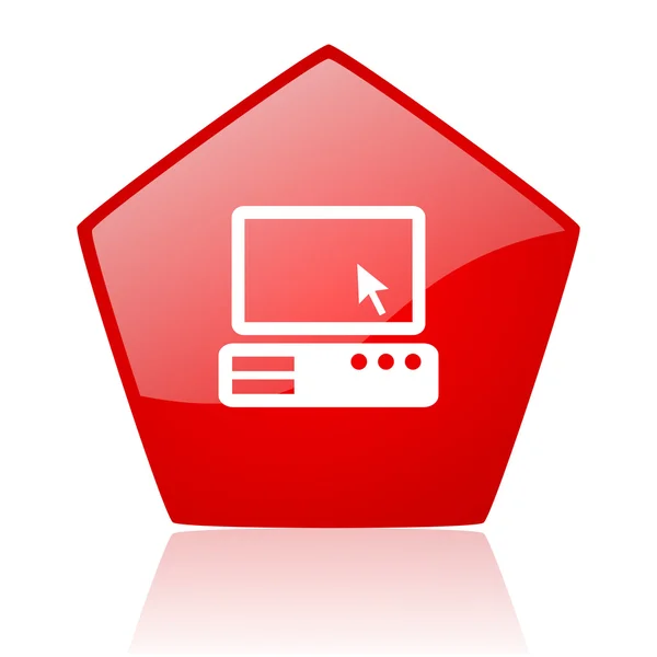 Pc 웹으로 붉은 광택 아이콘 — 스톡 사진