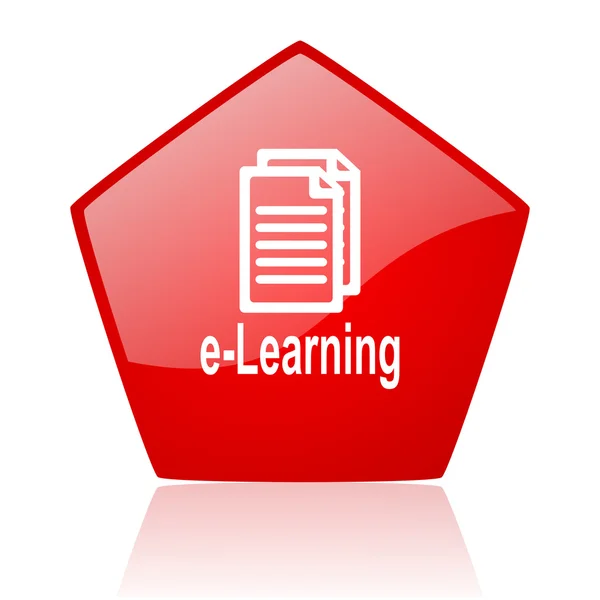 E-Learning rotes Web-Hochglanz-Symbol — Stockfoto