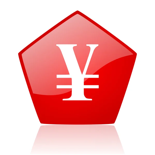 Yen rode web glanzende pictogram — Stockfoto