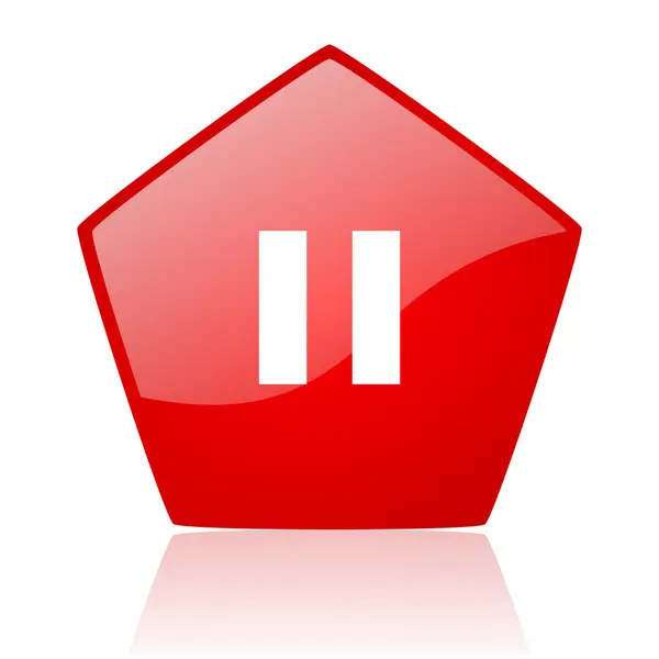 Pause red web glossy icon — Stock Photo, Image