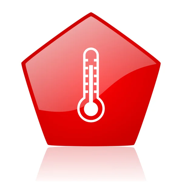 Icono brillante termómetro rojo web — Stockfoto