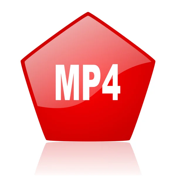 MP4 rode web glanzende pictogram — Stockfoto