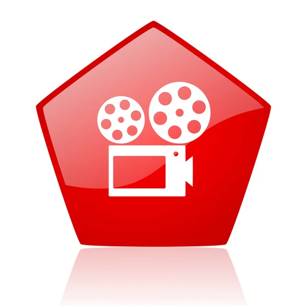 Cinema vermelho web ícone brilhante — Fotografia de Stock