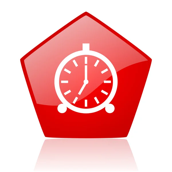 Alarm clock red web glossy icon — Stock Photo, Image