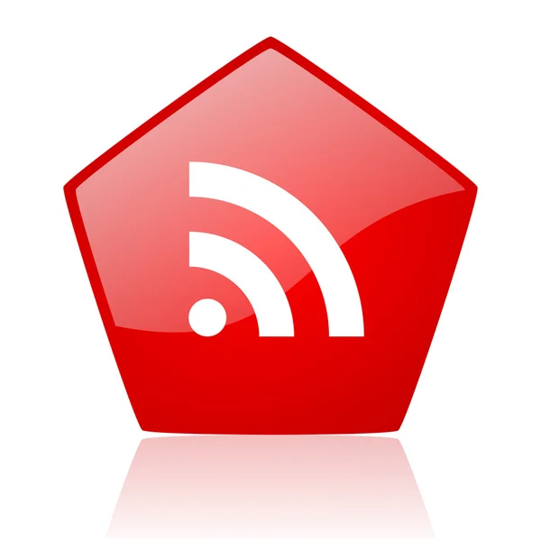 RSS web kırmızı parlak simgesi — Stok fotoğraf