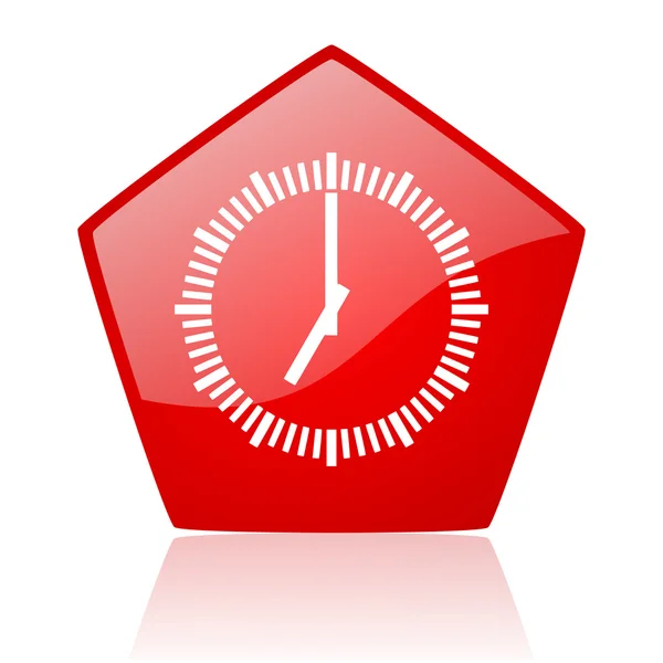 Clock red web glossy icon — Stock Photo, Image