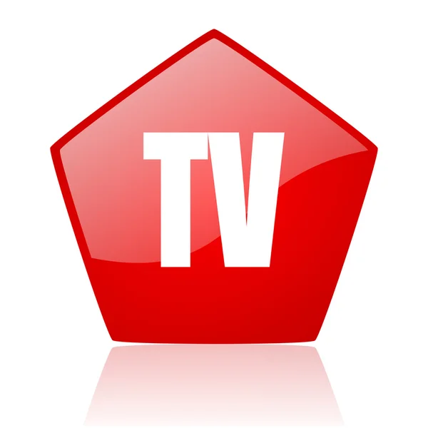 Γυαλιστερό εικονίδιο κόκκινο web TV — Φωτογραφία Αρχείου