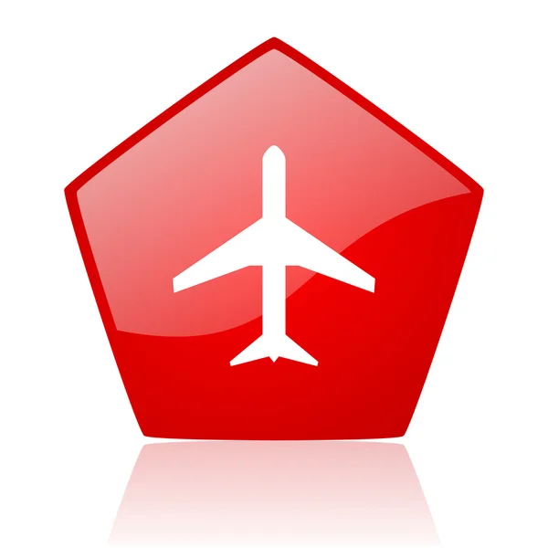 비행기 빨간색 웹 광택 아이콘 — 스톡 사진