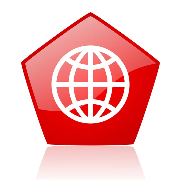 지구 빨간 웹 광택 아이콘 — 스톡 사진