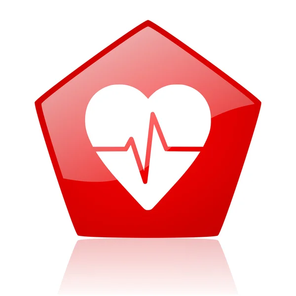 Cardiogram red pentagon web glossy icon — Stock Photo, Image