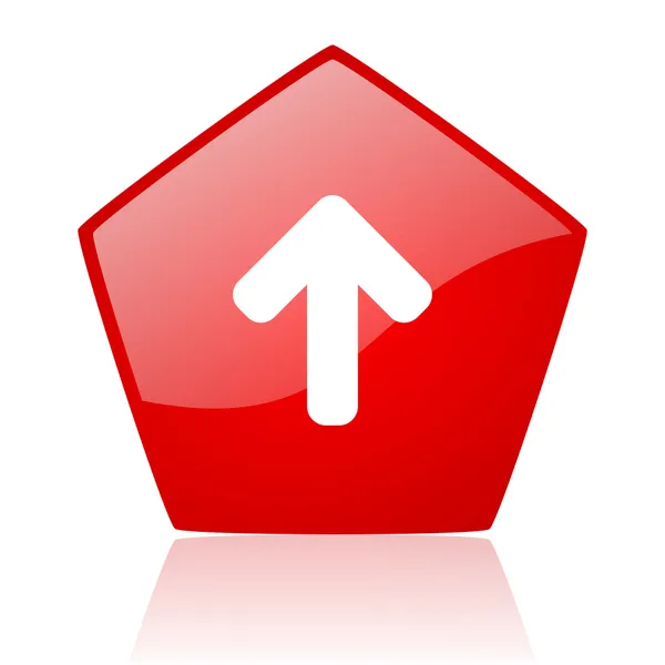 Pfeil nach oben rotes Web-Hochglanz-Symbol — Stockfoto