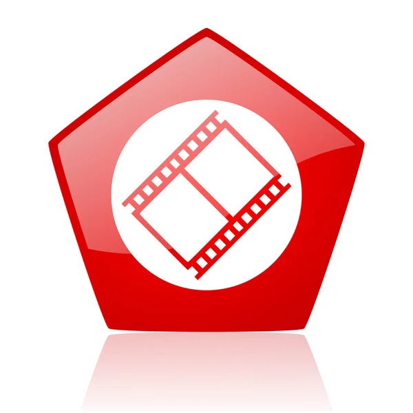 Film red pentagon web glossy icon — Stock Photo, Image