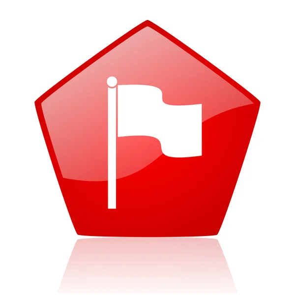 Rode pentagon web glanzende vlagpictogram — Stockfoto