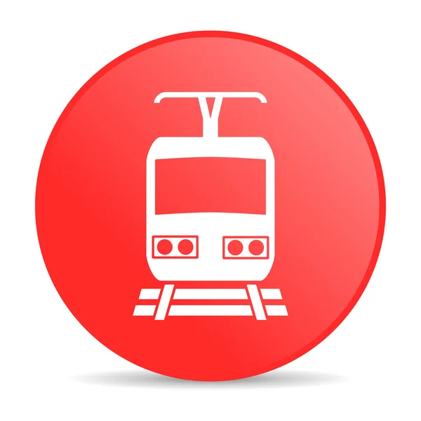 Train red circle web glossy icon — Stock Photo, Image