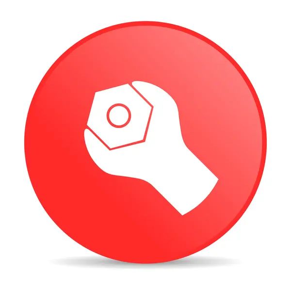 Gereedschap rode cirkel web glanzende pictogram — Stockfoto