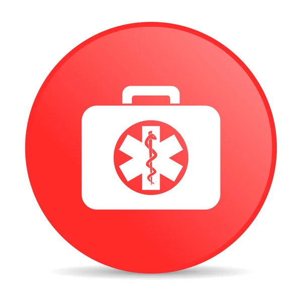 Rescue kit rode cirkel web glanzende pictogram — Stockfoto