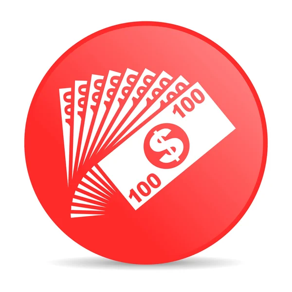 Dinheiro vermelho círculo web ícone brilhante — Fotografia de Stock