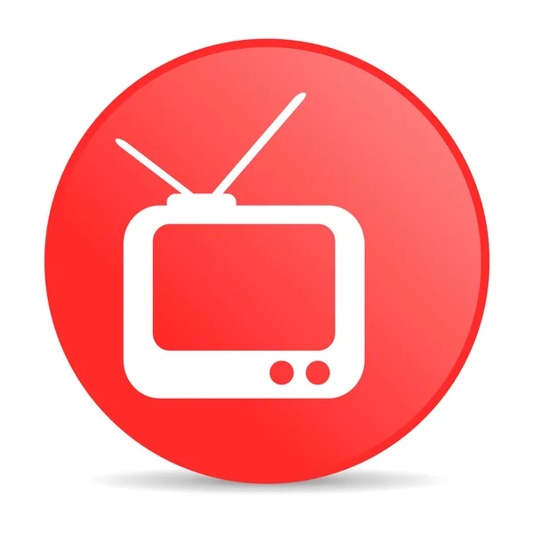 Tv red circle web glossy icon — Stock Photo, Image