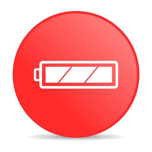 Batería círculo rojo web icono brillante — Foto de Stock