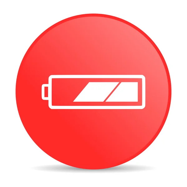 배터리 빨간색 원 웹 광택 아이콘 — 스톡 사진