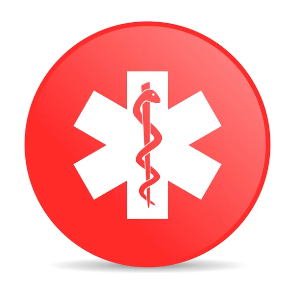 Caduceus roter Kreis Web-Hochglanz-Symbol — Stockfoto