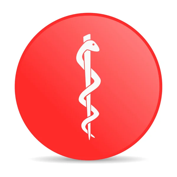 Caduceus red circle web icono brillante —  Fotos de Stock