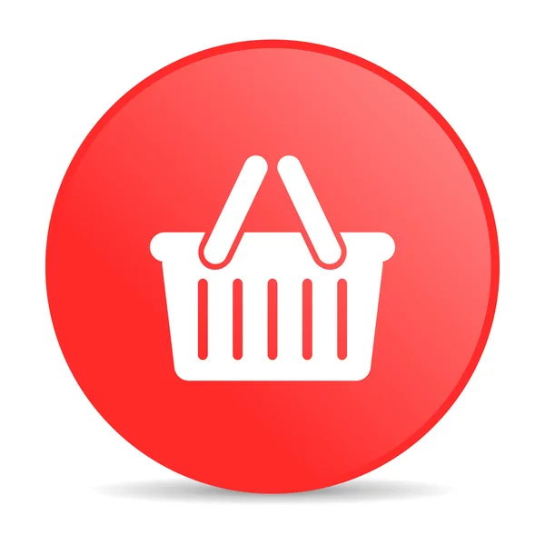 ショッピング カート赤丸 web 光沢のあるアイコン — ストック写真