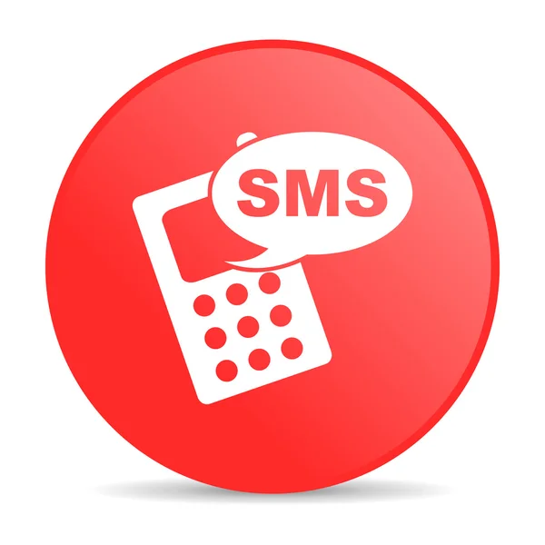 Lesklý ikona webové SMS červený kruh — Stock fotografie